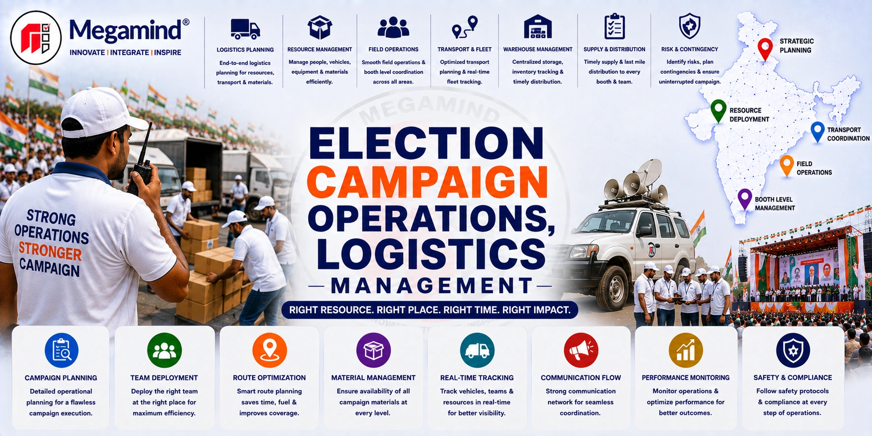 Election Campaign Operations and Logistics Management Services in India by Megamind